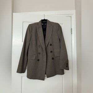 Zara plaid double breasted blazer